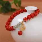 Buddha Stones Cinnabar Auspicious Fu Character Jade Calm Bracelet