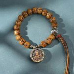 Buddha Stones Natural Tibetan Camel Bone Swastika Dzi Bead Shankha Buddha Charm Kirtimukha Luck Protection Tassel Bracelet Bracelet BS Camel Bone&Buddha Charm(Wrist Circumference 15-16cm)