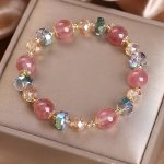 Buddha Stones Natural Strawberry Quartz Colorful Crystal Positive Bracelet Bracelet BS 1