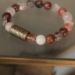 Buddha Stones White Crystal Red Hematoid Quartz Gold Rutilated Quartz Purple Phantom Protection Bracelet Bracelet BS 13