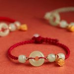 Buddha Stones Round Peace Buckle Jade Lotus Happiness Abundance Wealth String Bracelet Bracelet BS 1