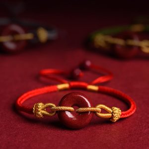 Buddha Stones Handcrafted Cinnabar Peace Buckle Pattern Concentration Braided Bracelet Bracelet BS main