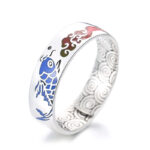 Buddha Stones 925 Sterling Silver Lucky Koi Fish Auspicious Clouds Wealth Ring Ring BS White(Adjustable)