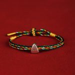 Buddha Stones 925 Sterling Silver Fu Character Luck Multicolored Rope Bracelet Bracelet BS Dark Green 14-20cm