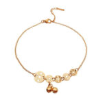 Buddha Stones Copper Coins Bell Charm Titanium Steel Strengthen Anklet Anklet BS Rose Gold Anklet(Circumference 21-26cm)