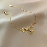 Buddha Stones Copper Coins Bell Charm Titanium Steel Strengthen Anklet Anklet BS 1