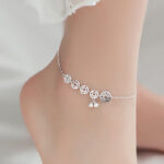 Buddha Stones 925 Sterling Silver Copper Coins Bells Protection Metal Anklet Anklet BS 10