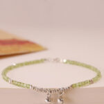 Buddha Stones 925 Sterling Silver Peridot Square Beads Peace Anklet Bracelet Anklet BS 3