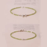 Buddha Stones 925 Sterling Silver Peridot Square Beads Peace Anklet Bracelet Anklet BS 4