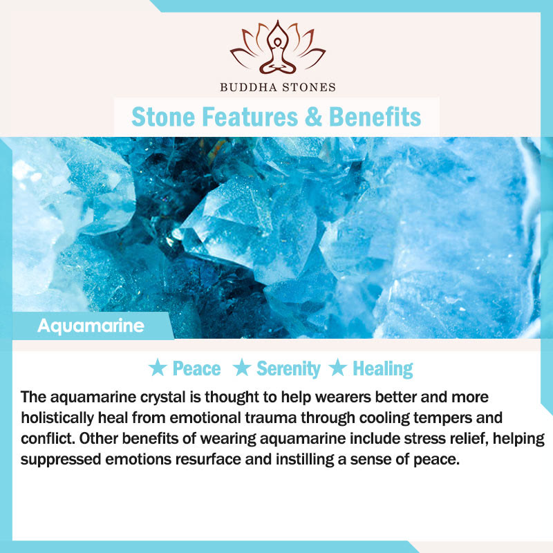 Buddha Stones Natural White Agate Aquamarine Protection Bracelet Bracelet BS 2