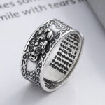 Buddha Stones 925 Sterling Silver PiXiu Scripture Carved Wealth Adjustable Ring Ring BS PiXiu(Wealth♥Luck)(Adjustable)
