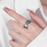 Buddha Stones 925 Sterling Silver PiXiu Scripture Carved Wealth Adjustable Ring Ring BS 7
