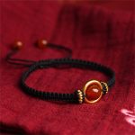 Buddha Stones Red Agate Bead Peace Buckle Calm Rope Bracelet Bracelet BS 11