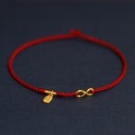 Buddha Stones 999 Gold Mobius Infinite Love Fu Character Copper Coin Protection Handmade Ultra-Thin Rope Bracelet Bracelet BS Mobius Fu Character 23cm