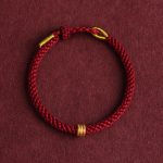 Buddha Stones 999 Gold Triple Ring Design Handmade Connection Braided Rope Bracelet Bracelet BS 1