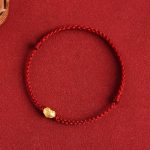 Buddha Stones 999 Gold Chinese Lock Charm Fu Character Protection Handmade Rope Bracelet Bracelet BS 12