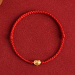 Buddha Stones 999 Gold Chinese Lock Charm Fu Character Protection Handmade Rope Bracelet Bracelet BS 8