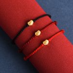 Buddha Stones 999 Gold Chinese Lock Charm Fu Character Protection Handmade Rope Bracelet Bracelet BS 2