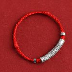 Buddha Stones Handmade 999 Sterling Silver Om Mani Padme Hum Heart Sutra Carved Luck Rope Bracelet Anklet Bracelet Anklet BS 15