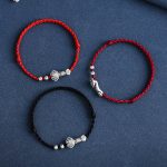 Buddha Stones Handmade 999 Sterling Silver Fu Character Wish Ruyi Handle Fortune Rope Bracelet Anklet Bracelet Anklet BS 26