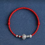 Buddha Stones Handmade 999 Sterling Silver Fu Character Wish Ruyi Handle Fortune Rope Bracelet Anklet Bracelet Anklet BS 10