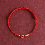 Buddha Stones 999 Gold Small Peace Buckle Design Handmade Luck Braided Rope Bracelet Anklet Bracelet BS 2