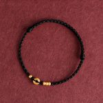 Buddha Stones 999 Gold Small Peace Buckle Design Handmade Luck Braided Rope Bracelet Anklet Bracelet BS 19
