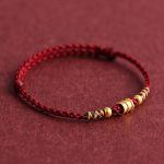 Buddha Stones 999 Gold Small Bucket Shape Design Handmade Luck Braided Rope Bracelet Anklet Bracelet BS 2