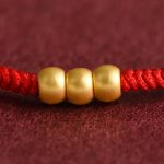 Buddha Stones 999 Gold Mini Three Beads Design Handmade Luck Rope Bracelet Anklet Bracelet BS 3