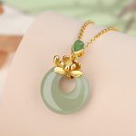 Buddha Stones Jade Lotus Abundance String Necklace Pendant Necklaces & Pendants BS 3