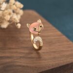 Buddha Stones Cat's Eye Copper Fox Love Ring Ring BS Cat's Eye(Peace♥Support)