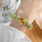 Buddha Stones Natural Jade Dancing Lion Charm Prosperity Luck Bracelet Bracelet BS 5