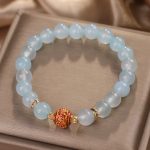Buddha Stones Natural Aquamarine Flower Bead Healing Bracelet Bracelet BS 2