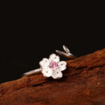 Buddha Stones 925 Sterling Silver Cherry Blossom Sakura Flower Blessing Adjustable Ring Ring BS 3