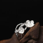 Buddha Stones 925 Sterling Silver Plum Bossom Balance Ring Ring BS 8