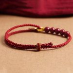 Buddha Stones Cinnabar Fu Character Beads Blessing Red String Handmade Braided Bracelet Bracelet BS 3