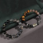 Buddha Stones 925 Sterling Silver Black Onyx Gold Sheen Obsidian Lava Rock Tiger Eye Six True Words Wealth Protection Bracelet Bracelet BS 5