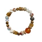 Buddha Stones Red Agate Shoushan Stone White Turquoise Calm Blessing Bracelet Bracelet BS 11