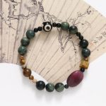 Buddha Stones Green Agate Three-eyed Dzi Bead Power Success Bracelet Bracelet BS 3