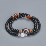 Buddha Stones Ebony Sandalwood Green Sandalwood Dzi Bead Balance Calm Double Wrap Bracelet Bracelet BS 8