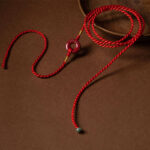 Buddha Stones Natural Cinnabar Peace Buckle Blessing Red String Belly Chain Belly Chain BS 13