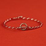 Buddha Stones 925 Sterling Silver Peace Buckle Luck String Bracelet Bracelet BS Red 19cm