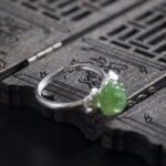 Buddha Stones 925 Sterling Silver Jade Green Rose Luck Adjustable Ring Ring BS 1