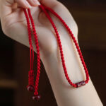 Buddha Stones Natural Cinnabar Calm Blessing Red String Belly Chain Belly Chain BS 9