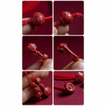 Buddha Stones Natural Cinnabar Chinese Zodiac Ruyi Handle Fu Character Lotus Blessing Red String Belly Chain Belly Chain BS 2