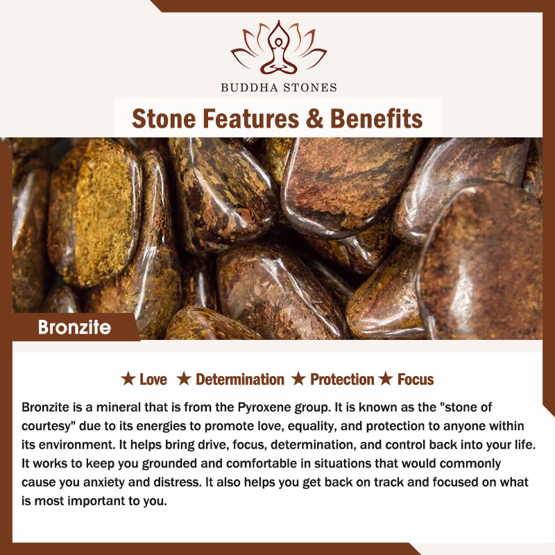 Buddha Stones Bronzite Emperor Stone Tiger Eye Determination Triple Wrap Bracelet Bracelet BS 1
