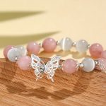 Buddha Stones Chrysoberyl Cat's Eye Chalcedony Butterfly Love Bracelet Bracelet BS 11