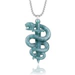 Buddha Stones 925 Sterling Silver Natural Jade Year Of The Snake Sword Luck Necklace Pendant Necklaces & Pendants BS Snake Sword