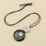 Buddha Stones Black Obsidian Liuli Picture Stone Copper Fulfilment Necklace Pendant Necklaces & Pendants BS Black Liuli White Picture Stone