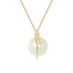 Buddha Stones Hetian Jade 925 Sterling Silver Wheat Luck Necklace Pendant Necklaces & Pendants BS 8
